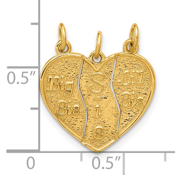 14k 3-piece Break-apart BIG SIS-SIS-LIL SIS Charm