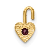 14K Yellow Gold January Synthetic Birthstone Heart Charm view 3
