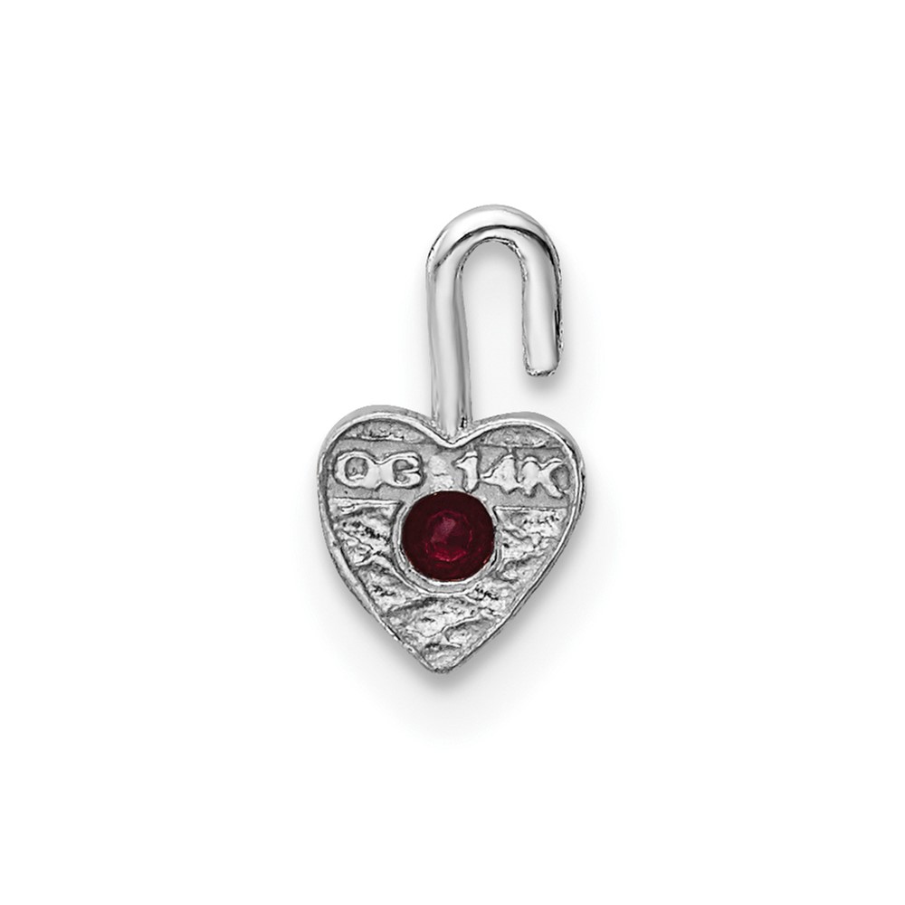 14k White Gold January Synthetic Birthstone Heart Charm (M343W)