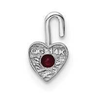 14K White Gold January Synthetic Birthstone Heart Charm view 3