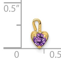 14K Yellow Gold February Synthetic Birthstone Heart Charm view 3