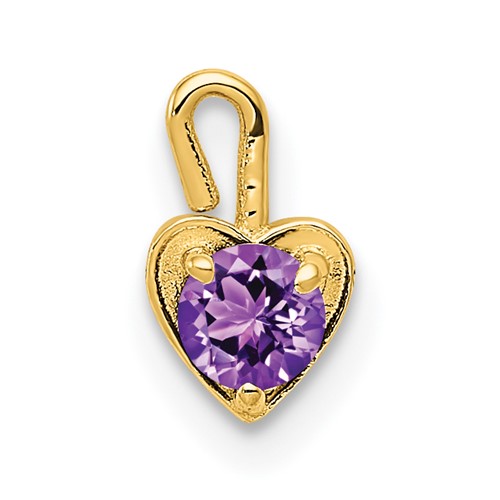 14K Yellow Gold February Synthetic Birthstone Heart Charm