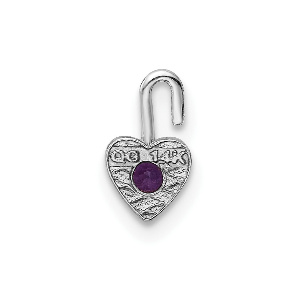 14k White Gold February Synthetic Birthstone Heart Charm (M344W)