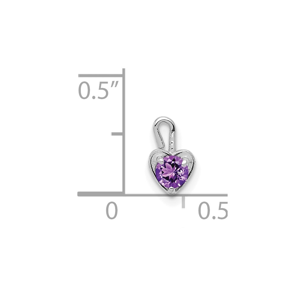 14k White Gold February Synthetic Birthstone Heart Charm (M344W)