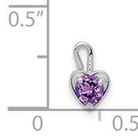 14K White Gold February Synthetic Birthstone Heart Charm view 4