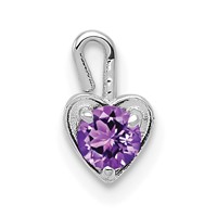 14K White Gold February Synthetic Birthstone Heart Charm view 1
