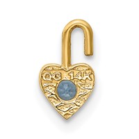 14K Yellow Gold March Synthetic Birthstone Heart Charm view 3