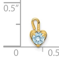 14K Yellow Gold March Synthetic Birthstone Heart Charm view 4