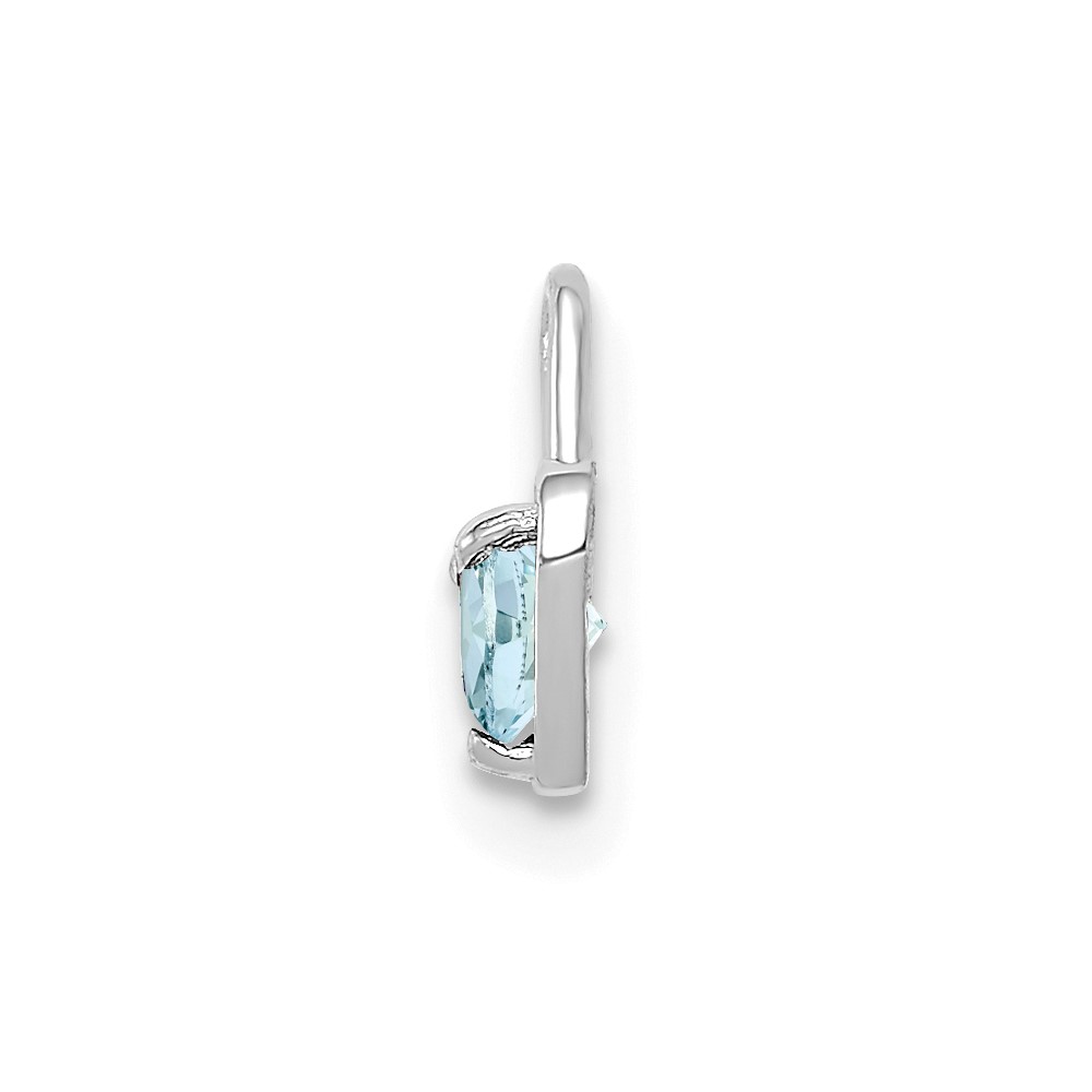 14k White Gold March Synthetic Birthstone Heart Charm (M345W)