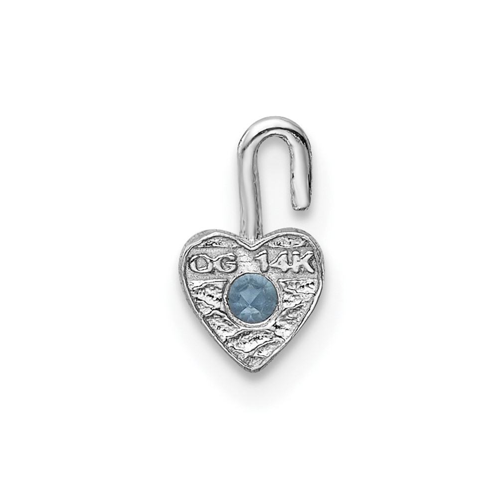 14k White Gold March Synthetic Birthstone Heart Charm (M345W)