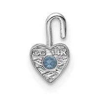 14K White Gold March Synthetic Birthstone Heart Charm view 3