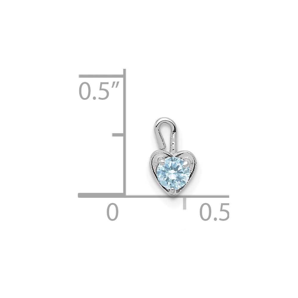 14k White Gold March Synthetic Birthstone Heart Charm (M345W)