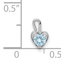 14K White Gold March Synthetic Birthstone Heart Charm view 4