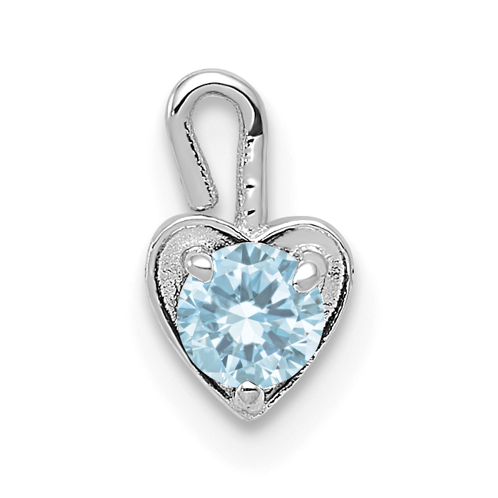 14k White Gold March Synthetic Birthstone Heart Charm (M345W)
