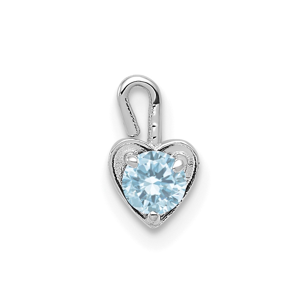 14k White Gold March Synthetic Birthstone Heart Charm (M345W)