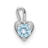 14K White Gold March Synthetic Birthstone Heart Charm view 1