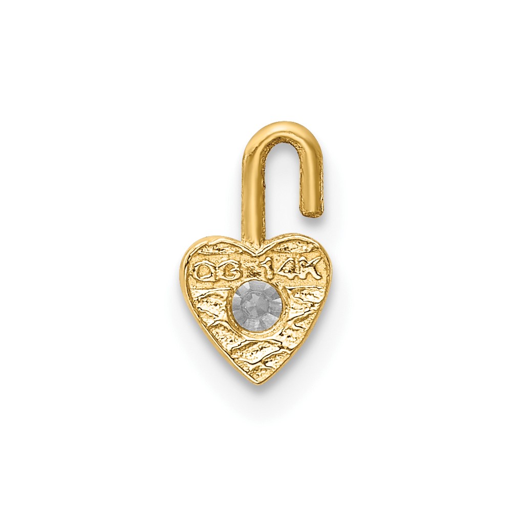 14ky April Synthetic Birthstone Heart Charm (M346)