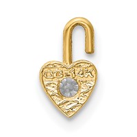 14K Yellow Gold April Synthetic Birthstone Heart Charm view 3