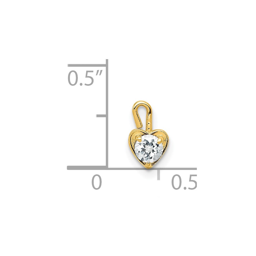14ky April Synthetic Birthstone Heart Charm (M346)