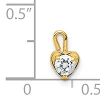 14K Yellow Gold April Synthetic Birthstone Heart Charm view 4
