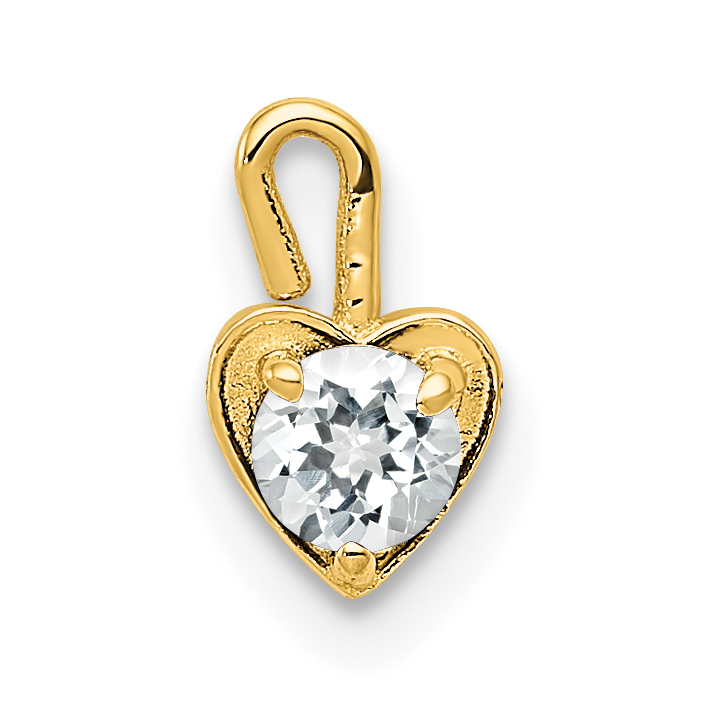 14ky April Synthetic Birthstone Heart Charm (M346)