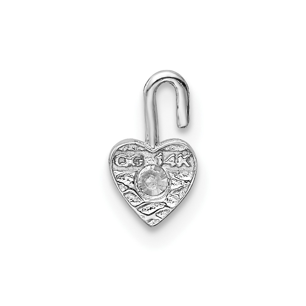14k White Gold April Synthetic Birthstone Heart Charm (M346W)