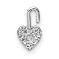 14K White Gold April Synthetic Birthstone Heart Charm view 3