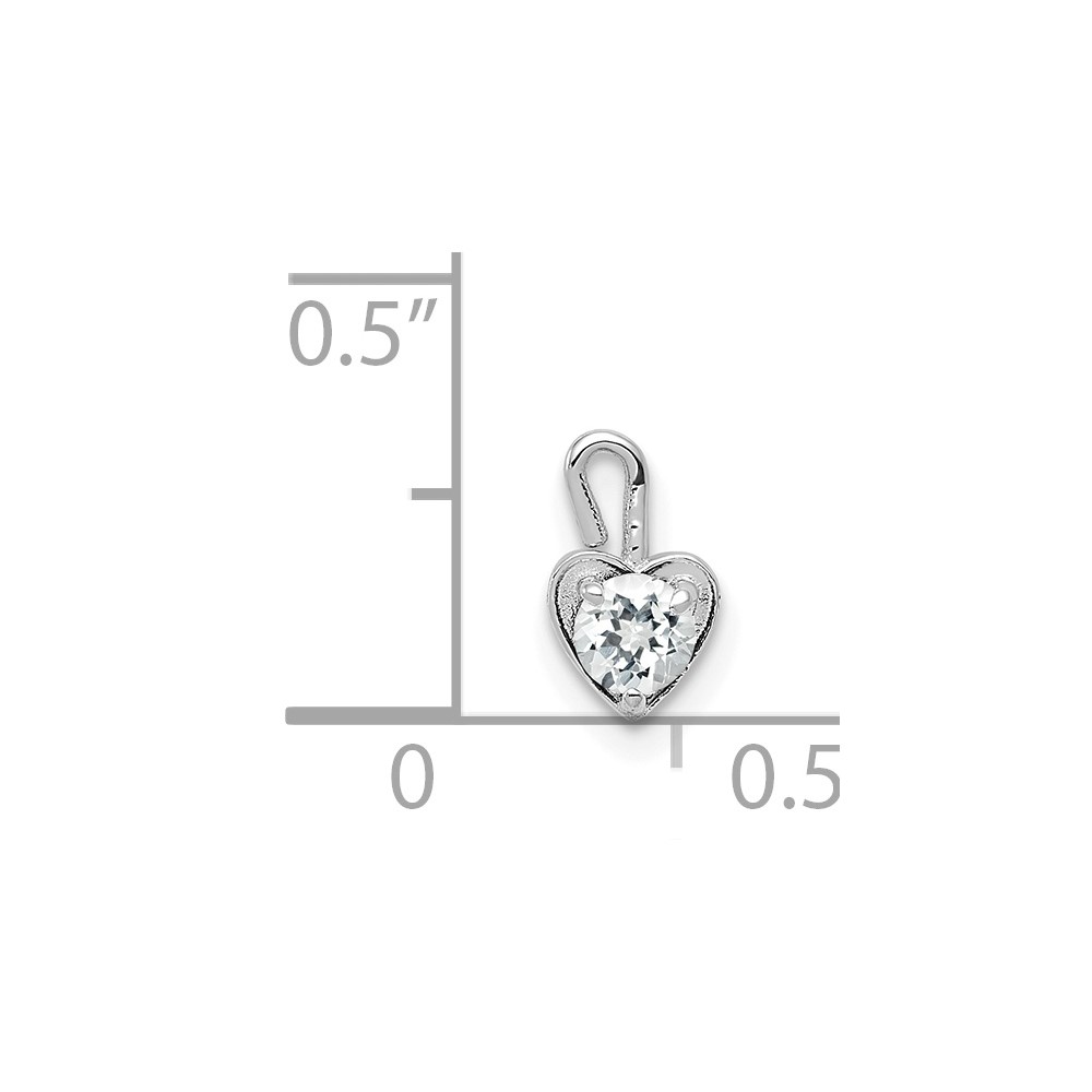 14k White Gold April Synthetic Birthstone Heart Charm (M346W)