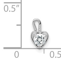 14K White Gold April Synthetic Birthstone Heart Charm view 4
