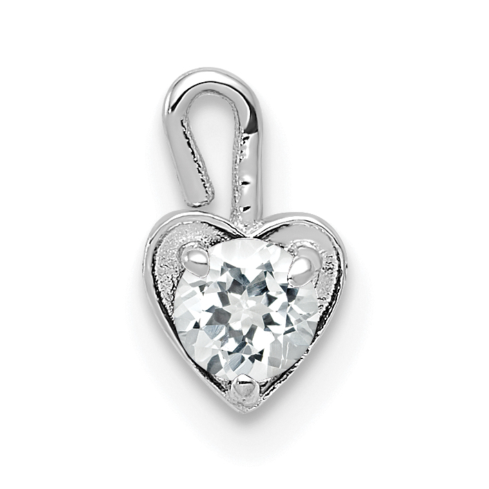 14k White Gold April Synthetic Birthstone Heart Charm (M346W)