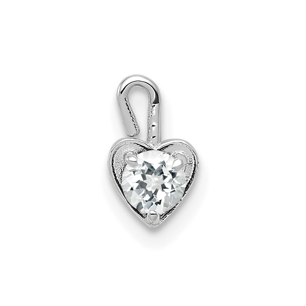 14k White Gold April Synthetic Birthstone Heart Charm (M346W)