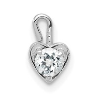 14K White Gold April Synthetic Birthstone Heart Charm view 1