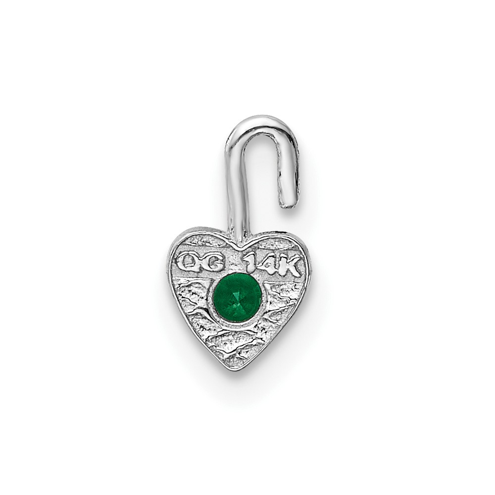 14k White Gold May Synthetic Birthstone Heart Charm (M347W)