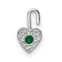 14K White Gold May Synthetic Birthstone Heart Charm view 3