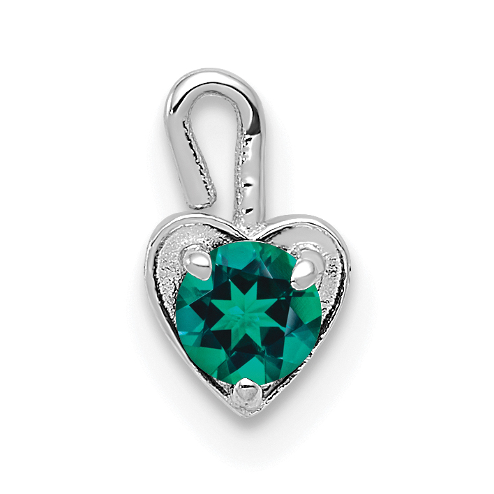 14k White Gold May Synthetic Birthstone Heart Charm (M347W)