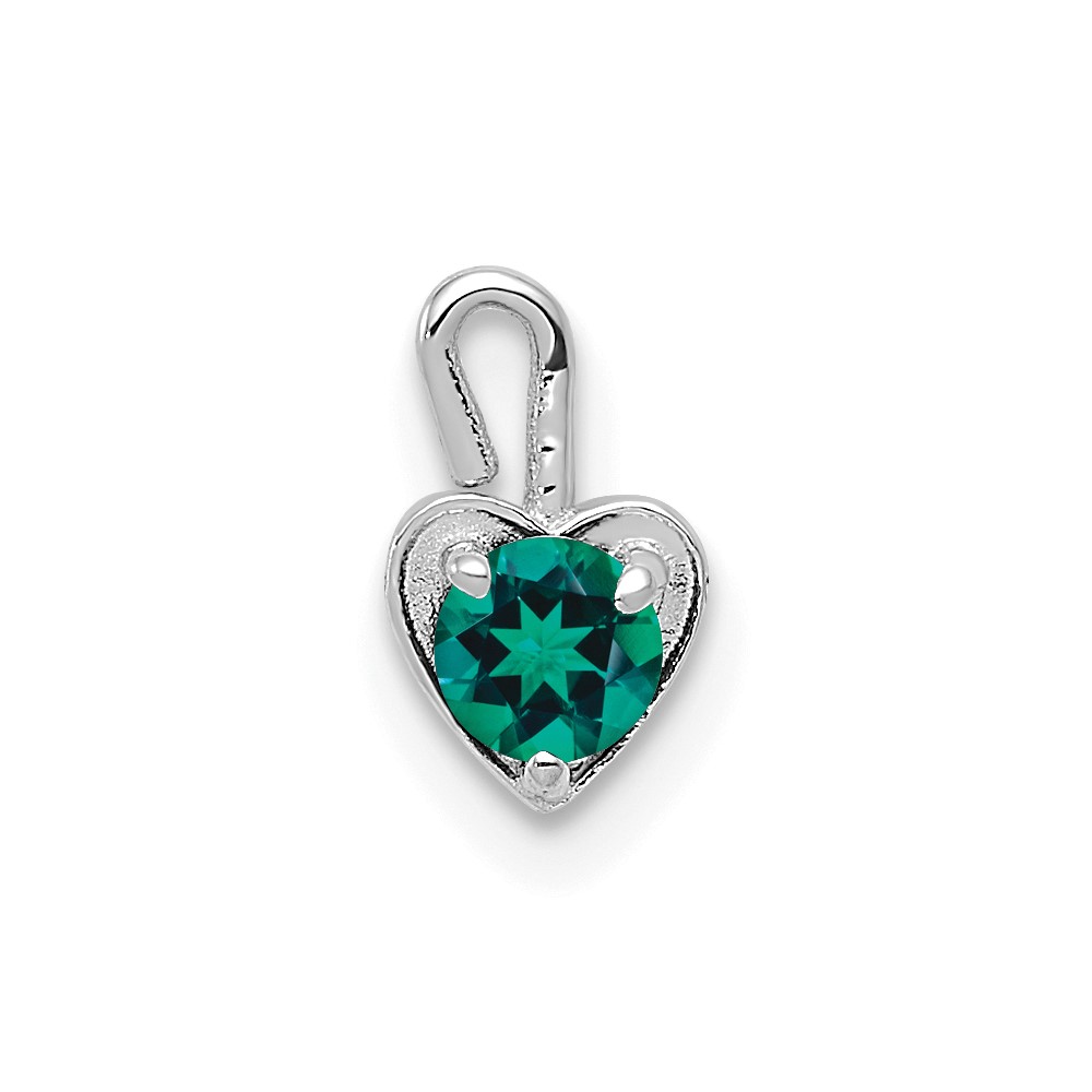 14k White Gold May Synthetic Birthstone Heart Charm (M347W)