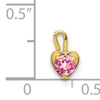 14K Yellow Gold October Synthetic Birthstone Heart Charm view 4