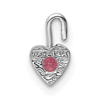 14K White Gold October Synthetic Birthstone Heart Charm view 3