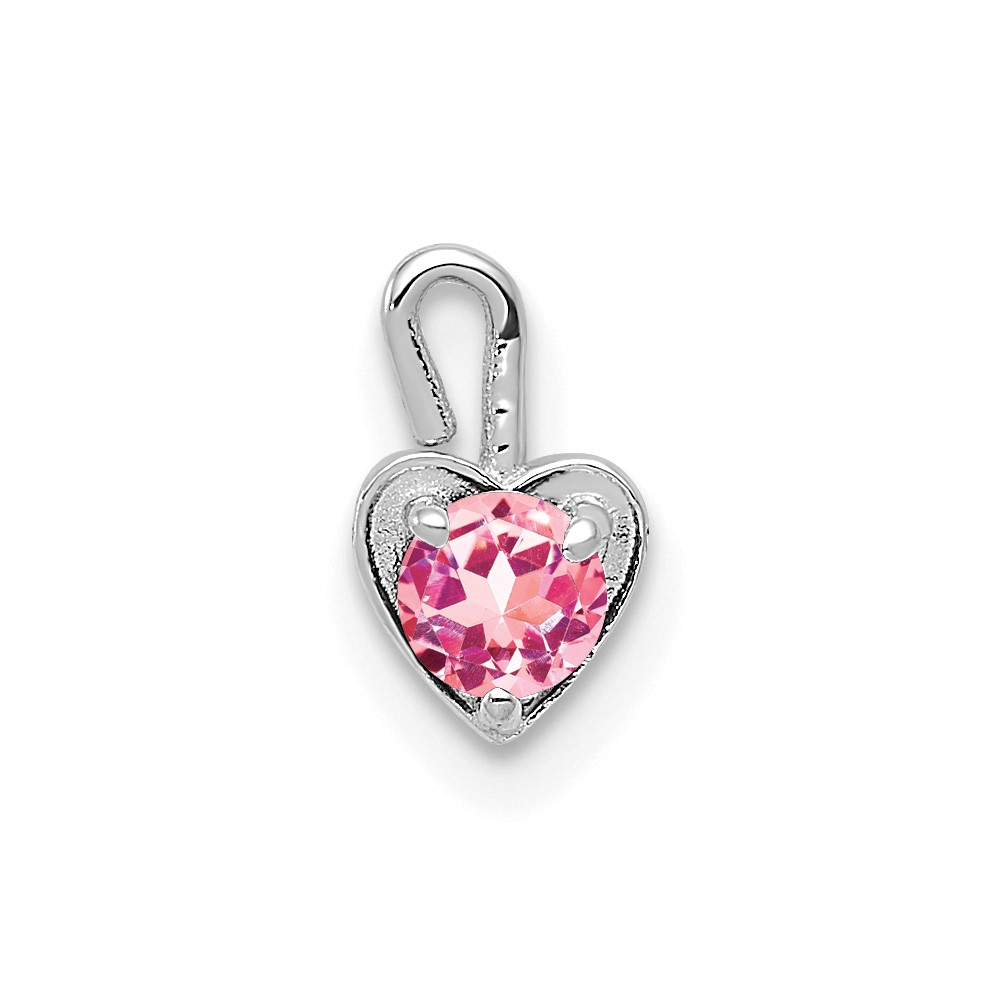 14K White Gold October Synthetic Birthstone Heart Charm