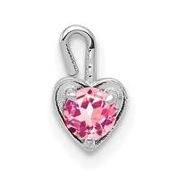 14K White Gold October Synthetic Birthstone Heart Charm view 1