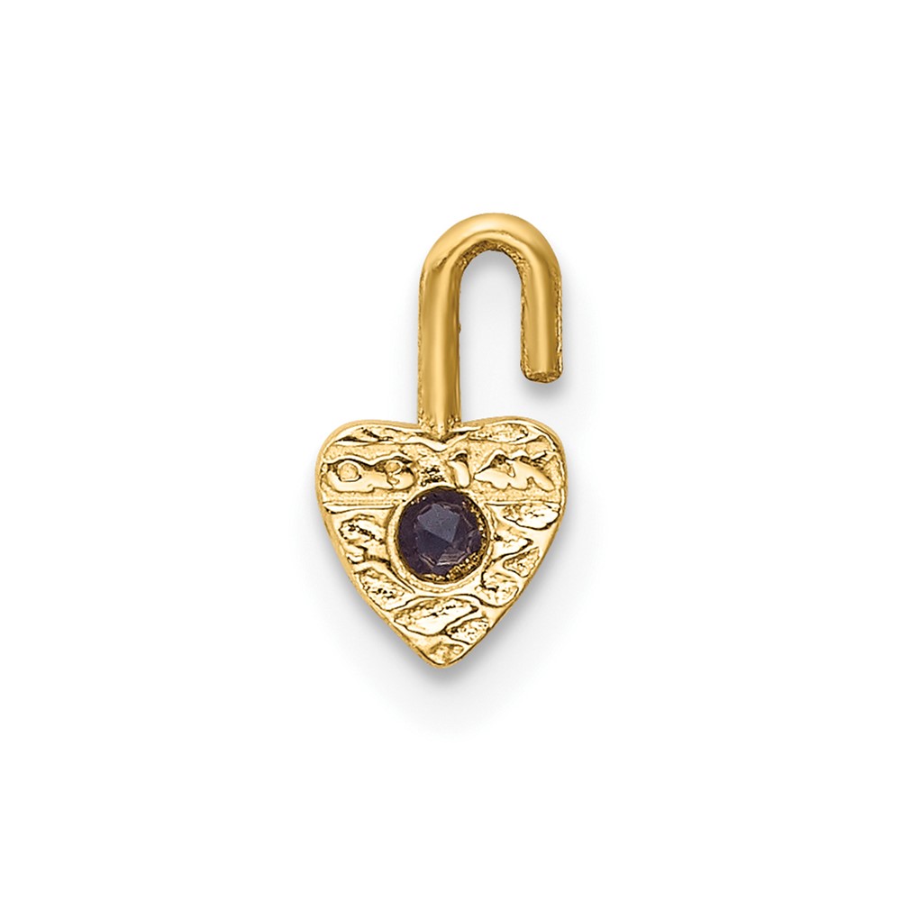 14ky June Synthetic Birthstone Heart Charm (M349)