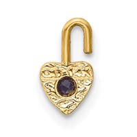14K Yellow Gold June Synthetic Birthstone Heart Charm view 3