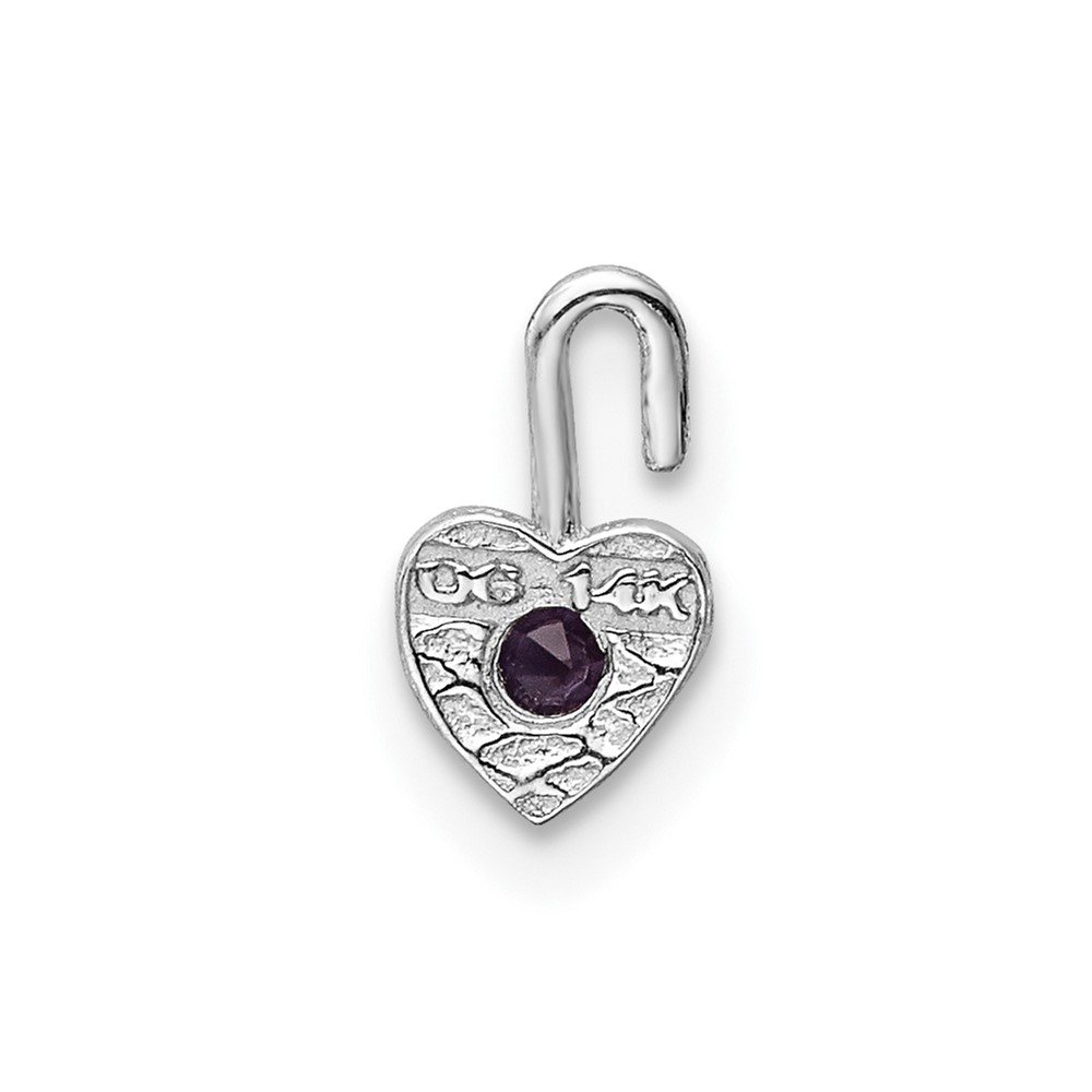 14k White Gold June Synthetic Birthstone Heart Charm (M349W)