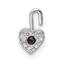 14K White Gold June Synthetic Birthstone Heart Charm view 3