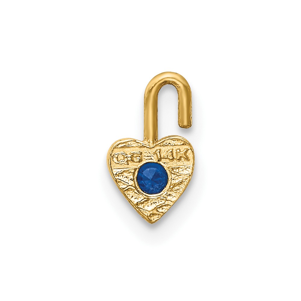 14ky September Synthetic Birthstone Heart Charm (M350)