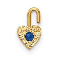 14K Yellow Gold September Synthetic Birthstone Heart Charm view 3