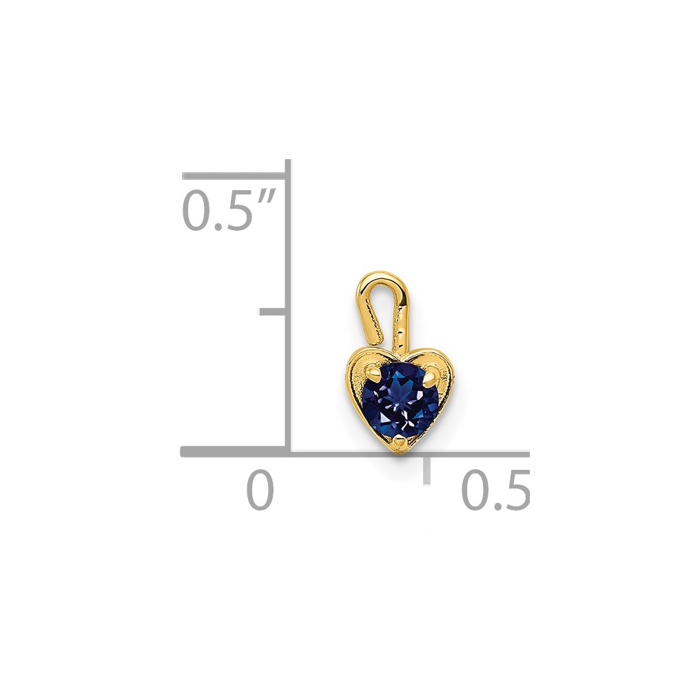 14ky September Synthetic Birthstone Heart Charm (M350)