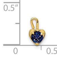 14K Yellow Gold September Synthetic Birthstone Heart Charm view 4