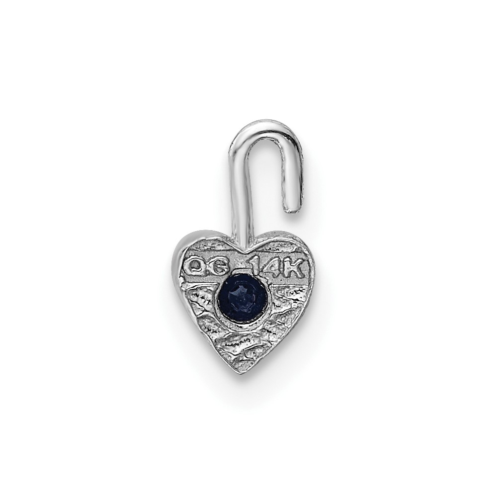 14k White Gold September Synthetic Birthstone Heart Charm (M350W)