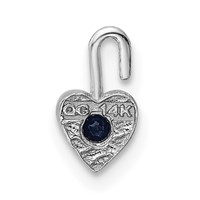 14K White Gold September Synthetic Birthstone Heart Charm view 3